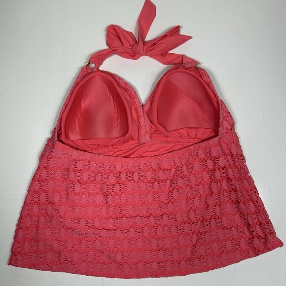 Catalina 2pc Pink Women Bathing Suit Tankini Set Halter Tie Neck Sz 2X 18W-20W - Picture 5 of 11